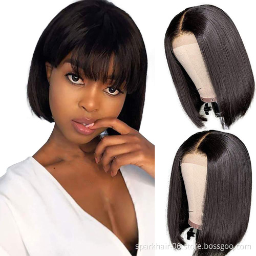 Mink Brazilian Natural Virgin Human Hair Straight Lace Front Wig Cheap Wholesale Short Bob Wig Human Hair For Black Women